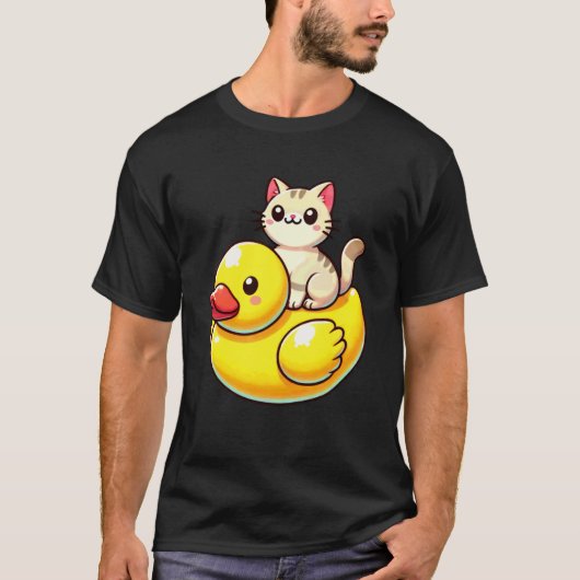 かわいい猫のラバーダック Tシャツ (正面)