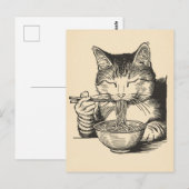 かわいい猫のラーメン日本語 ポストカード (正面/裏面)