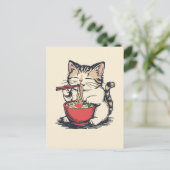 かわいい猫のラーメン日本 ポストカード (スタンド正面)