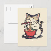 かわいい猫のラーメン日本 ポストカード (正面/裏面)