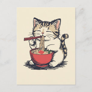 かわいい猫のラーメン日本 ポストカード