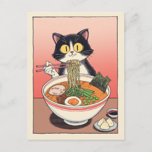 かわいい猫のラーメン日本 ポストカード