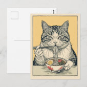 かわいい猫のラーメン日本 ポストカード (正面/裏面)