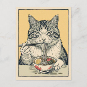 かわいい猫のラーメン日本 ポストカード