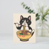 かわいい猫のラーメン日本 ポストカード (スタンド正面)