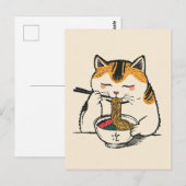 かわいい猫のラーメン日本 ポストカード (正面/裏面)