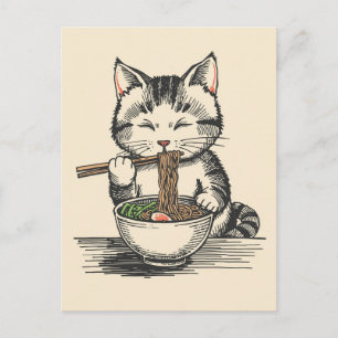 かわいい猫のラーメン日本 ポストカード