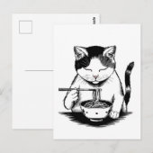 かわいい猫のラーメン日本 ポストカード (正面/裏面)