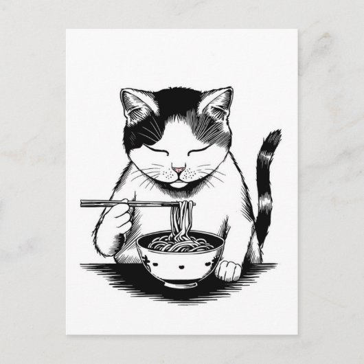 かわいい猫のラーメン日本 ポストカード (正面)