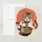 かわいい猫のラーメン日本 ポストカード (正面/裏面)