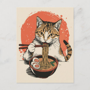 かわいい猫のラーメン日本 ポストカード