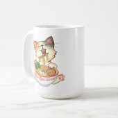 かわいい猫のラーメン食べるおもしろ漫画・アニメの子猫 コーヒーマグカップ (正面左)