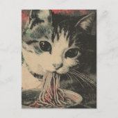 かわいい猫のラーメン食べ ポストカード (正面)