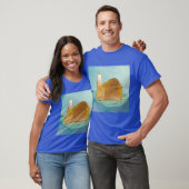 かわいい猫のローストターキーポーズ 面白い猫の食べ物好きアート Tシャツ (ユニセックス)
