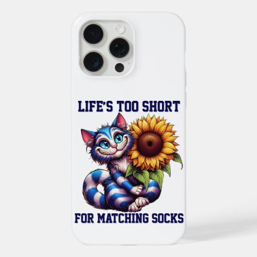 かわいい猫の人生は短すぎて靴下を合わせる暇がない iPhoneケース (裏面)