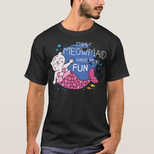 かわいい猫の人魚 Tシャツ (正面)