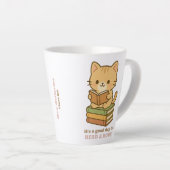 かわいい猫の先生が本を読むのに良い日 カフェラテマグ (右アングル)