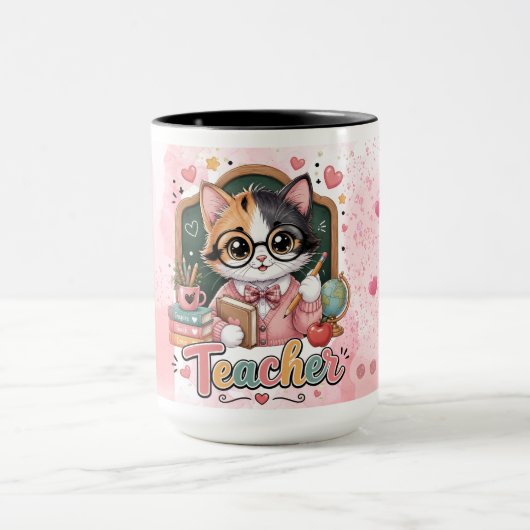 かわいい猫の先生ギフトマグ マグカップ (中央)