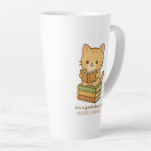 かわいい猫の先生 読み物が楽しい日だね カフェラテマグ (右アングル)