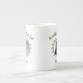 かわいい猫の写真の輪枠とテキスト ボーンチャイナマグカップ