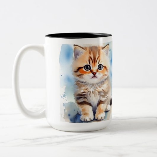 かわいい猫の写真 ツートーンマグカップ (左)