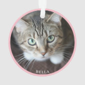 かわいい猫の写真 ピンク オーナメント (裏面)