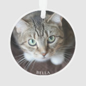 かわいい猫の写真 白い装飾品 ひげ オーナメント (裏面)