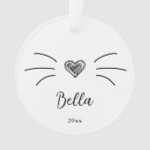 かわいい猫の写真 白い装飾品 ひげ オーナメント (正面)