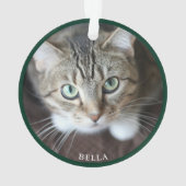 かわいい猫の写真 緑 オーナメント (裏面)