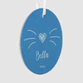 かわいい猫の写真 青 オーナメント (正面)