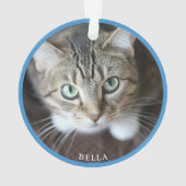 かわいい猫の写真 青 オーナメント (裏面)