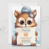 かわいい猫の冬カスタムの誕生日パーティー 招待状 (正面)