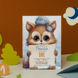 かわいい猫の冬カスタムの誕生日パーティー 招待状