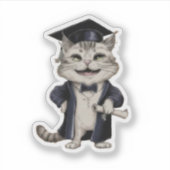 かわいい猫の卒業式 シール (正面)