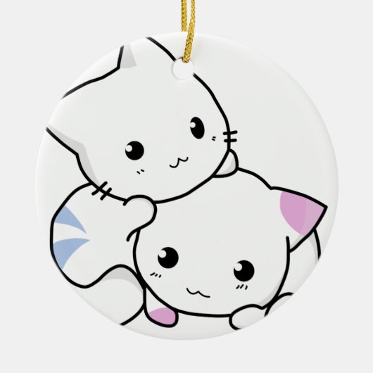かわいい猫の友人 セラミックオーナメント (正面)