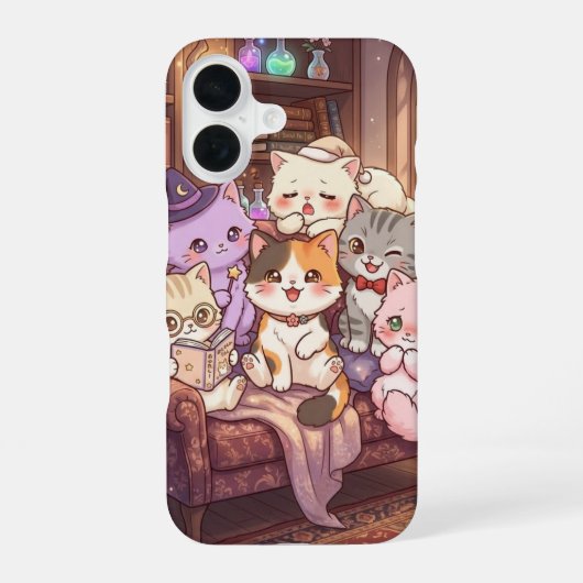 かわいい猫の友達の魔法のスマホケース iPhone 16ケース (裏面)