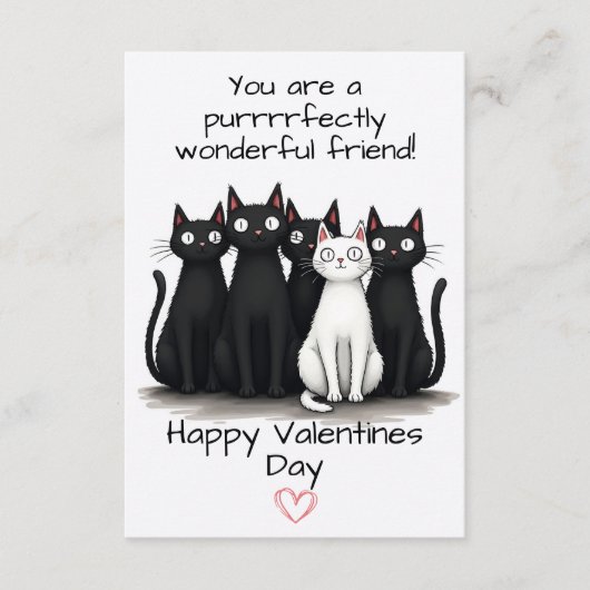 かわいい猫の友達バレンタインデーの子供教室 エンクロージャーカード (正面)