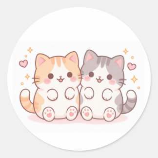 かわいい猫の友達 ラウンドシール