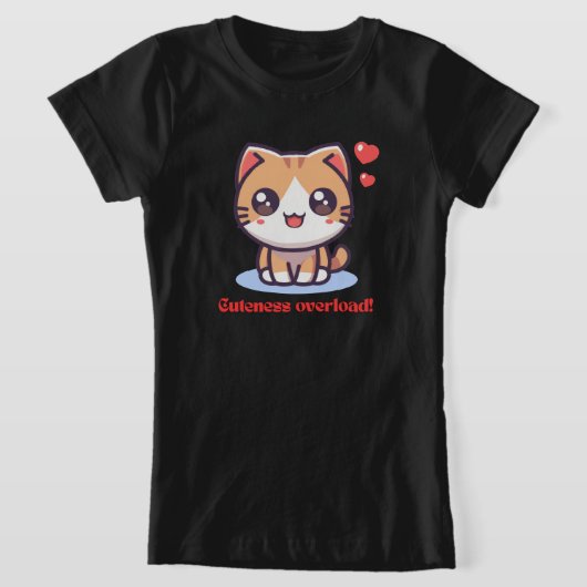 かわいい猫の可愛さオーバーロードアート Tシャツ (レイダウン)