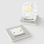 かわいい猫の名パーソナライズされた前 ストーンコースター (横)