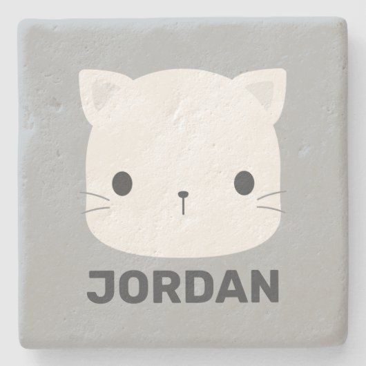 かわいい猫の名パーソナライズされた前 ストーンコースター (正面)