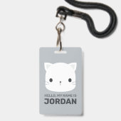 かわいい猫の名パーソナライズされた前 バッジ (正面（ネックストラップ付）)