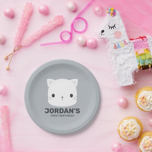 かわいい猫の名パーソナライズされた前 ペーパープレート (パーティー)