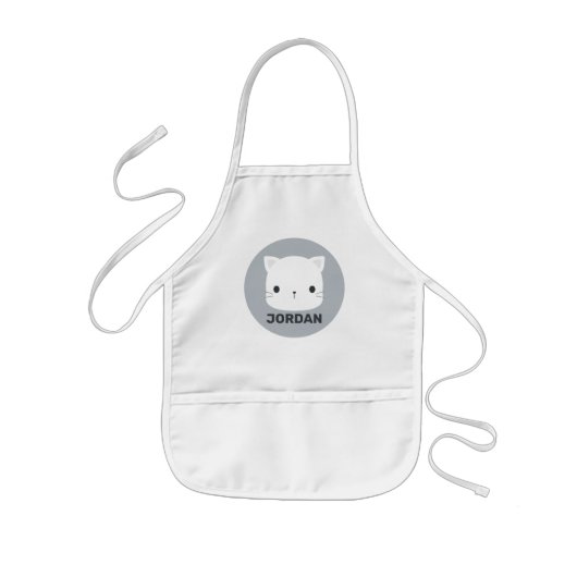 かわいい猫の名パーソナライズされた前 子供用エプロン (正面)