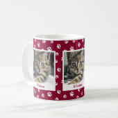 かわいい猫の名前&フォトポー赤と白トプリント コーヒーマグカップ (正面左)