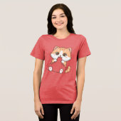 かわいい猫の噛みつきTシャツ トライブレンドTシャツ (正面全面)
