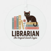かわいい猫の図書館司書 メタルオーナメント (正面)