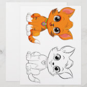 かわいい猫の塗り絵ページ (正面/裏面)