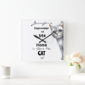かわいい猫の壁時計 スクエア壁時計 (ホーム)