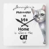 かわいい猫の壁時計 スクエア壁時計 (正面)